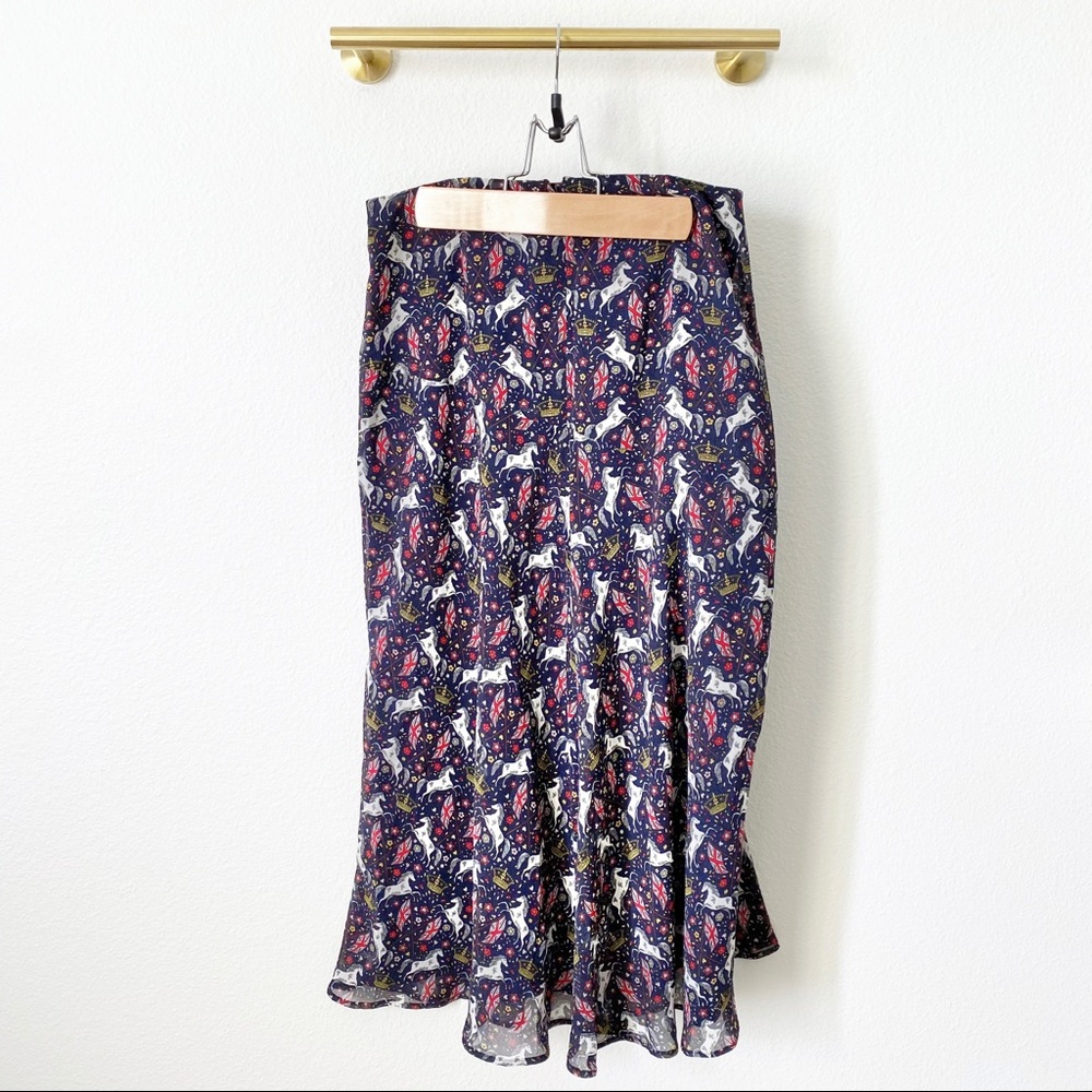 Boden Tabitha Skirt, Royal Navy Blue, Crown & Country Print 🇬🇧